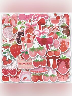 50pc Strawberry Aesthetic Vinyl Sticker Pack
